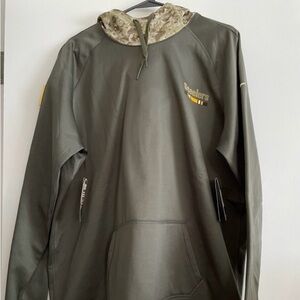 Steelers salute to service Nike Olive Green Hoodie with Camouflage Hood